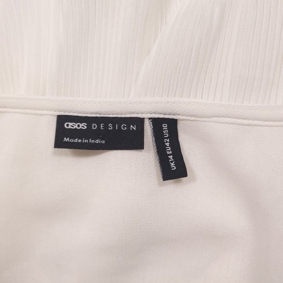 ASOS Design Eyelet Top Pleated Flutter Sleeve Size 10 - Picture 4 of 4